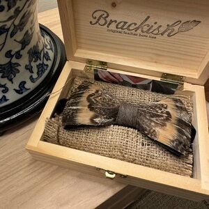 Sepia- Quail & Partridge Feather bow tie